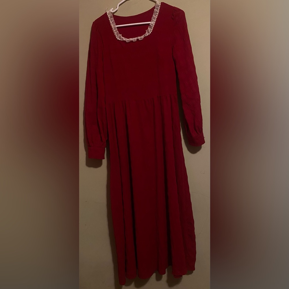 Not Rated Red Long Sleeve Dress with White Trim